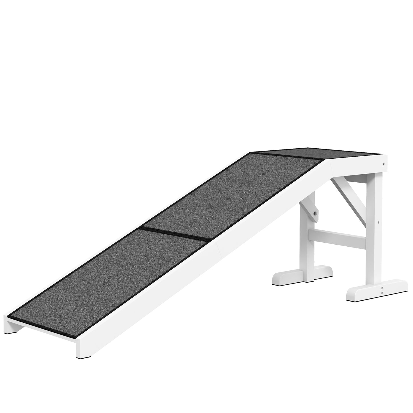 60-Inch Pet Ramp for Dogs and Cats with Non-Slip Carpet - White, Durable Wooden Design