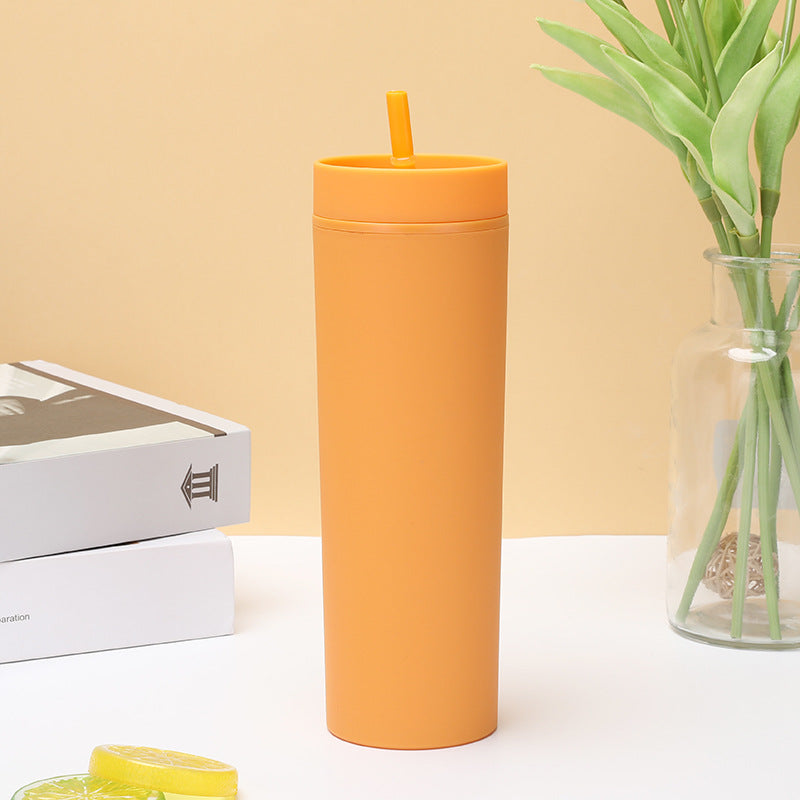 Double Layer Plastic Frosted Drink Cup - 16oz Leakproof Kitchenware