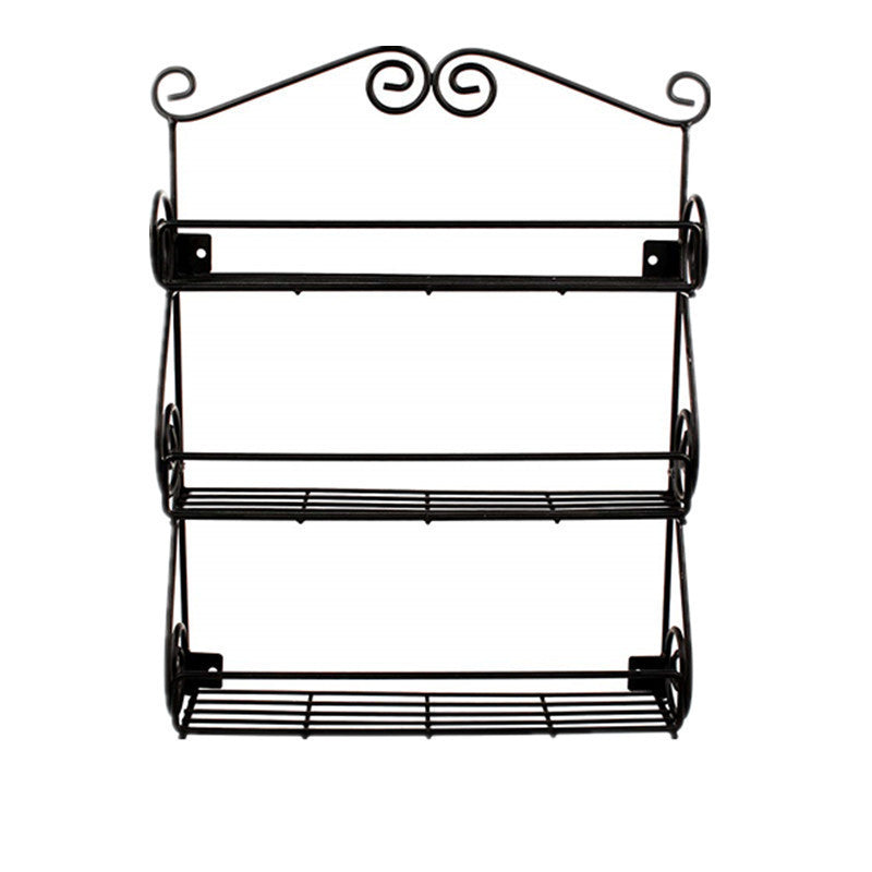 Modern Minimalist Iron Wall Kitchen Storage Rack with 3 Layers