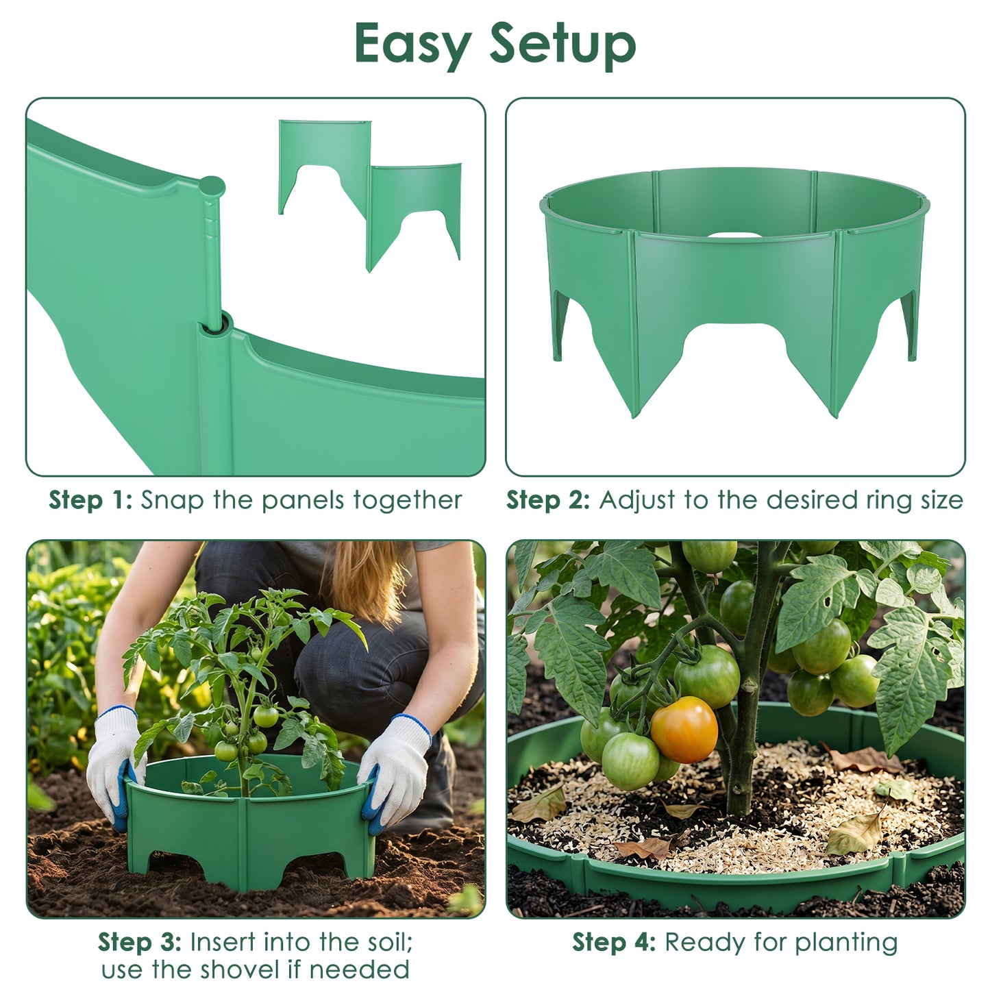 Adjustable Garden Planting Grow Rings Set with Hand Shovel - 6 or 12 Pieces