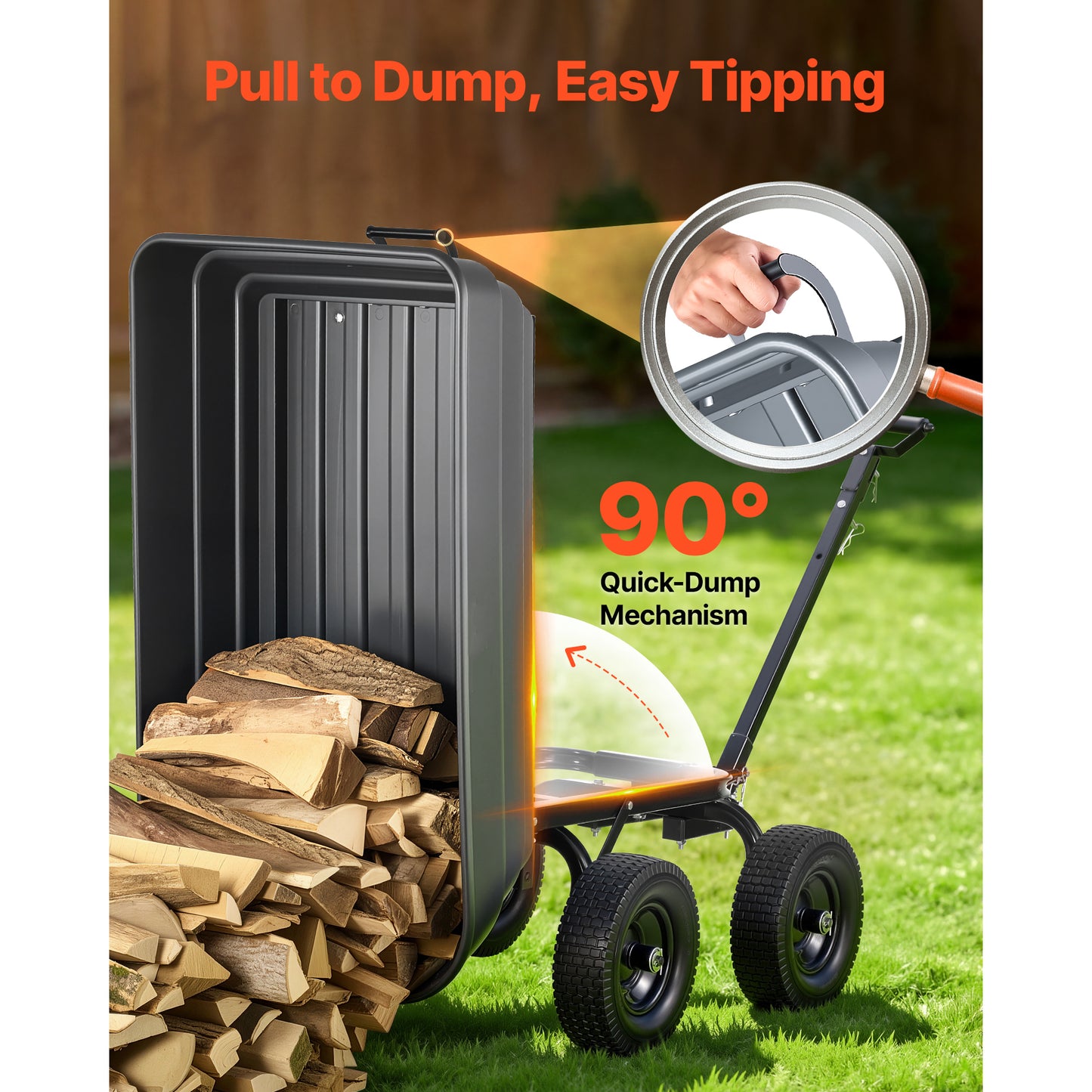 Vevor Garden Dump Cart 1200 Lbs Poly Yard Wagon with 7 Cu Ft Capacity