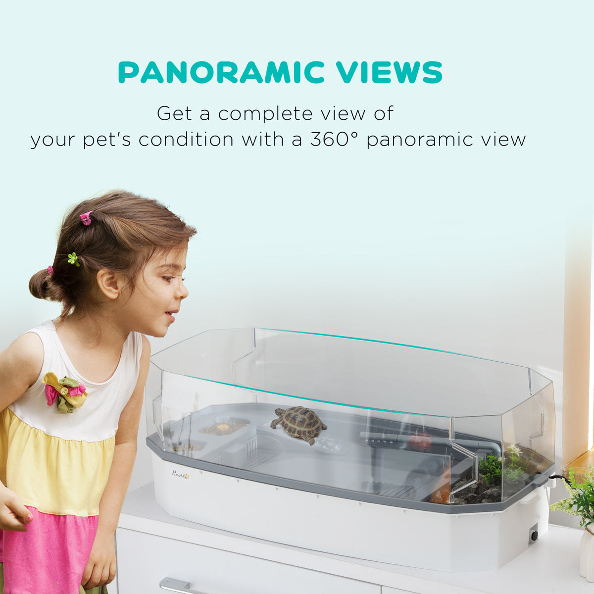 Pet Turtle Aquarium Kit with Basking Platform and Water Pump - White, 670x345x163mm