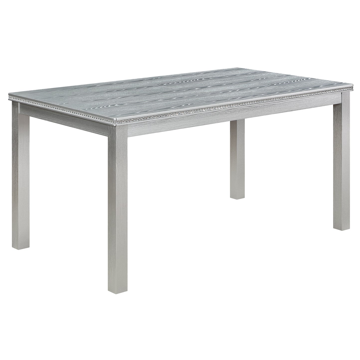 6-Piece Wooden Dining Table Set with Upholstered Chairs & Bench - Silver Grey