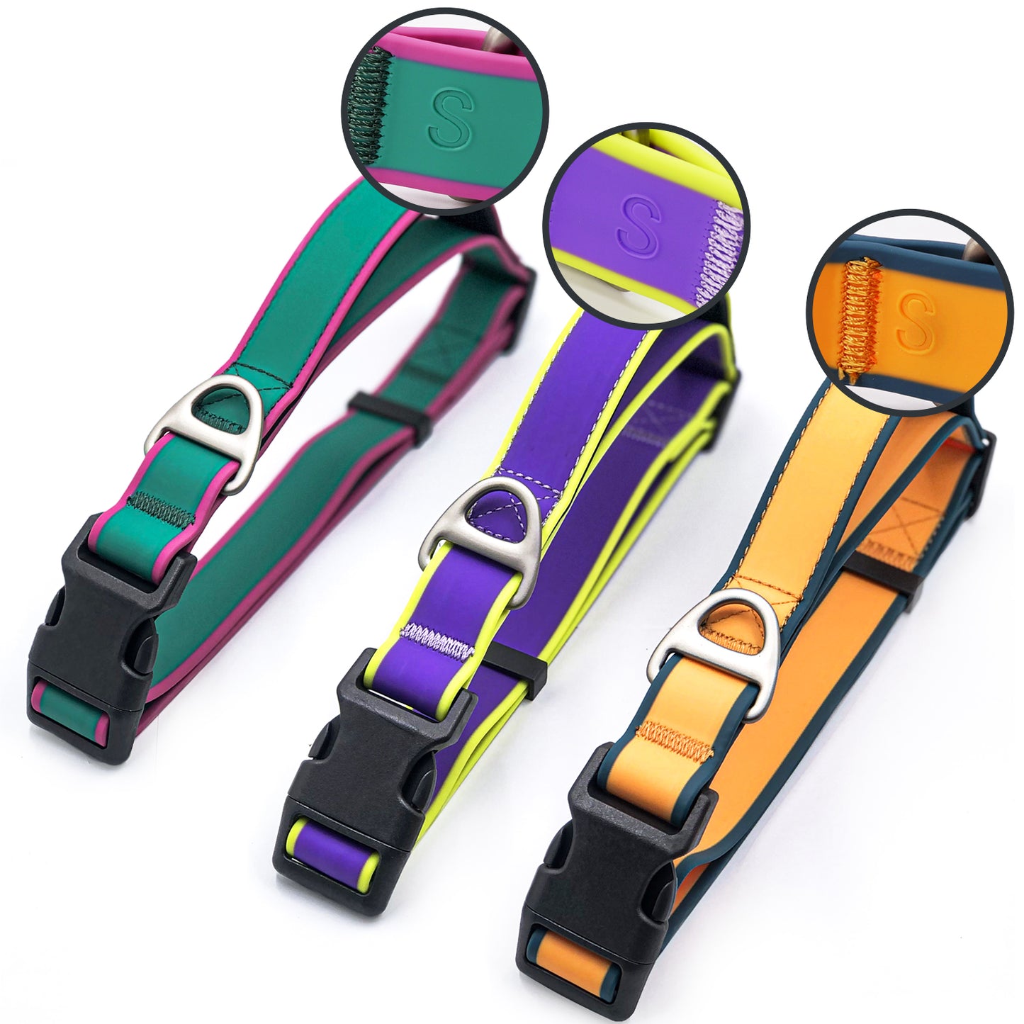 Dog Tactical Collar with Bright Colors Waterproof Wear-Resistant Adjustable Dog Leash
