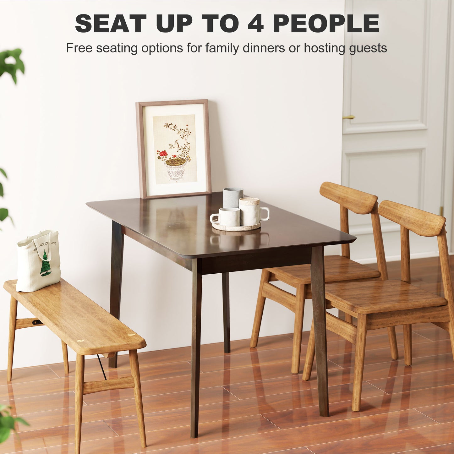 Mid-Century Modern 47.2" Dining Table - Dark Mahogany