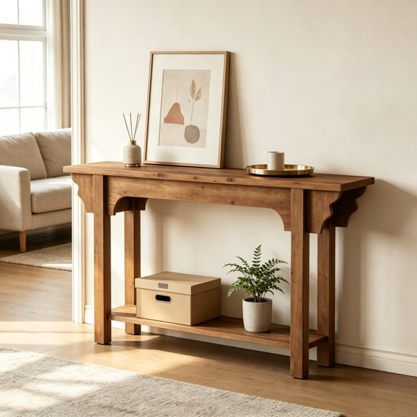 Solid Wood Console Table - 63" Traditional Design