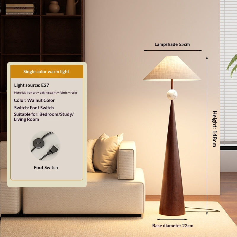 Vintage Floor Lamp for Living Room - Mid-Century Modern Style, Fabric Shade