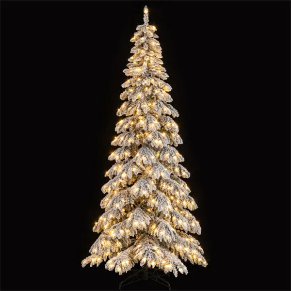 9ft Pre-Lit Snow Flocked Christmas Tree with 500 LEDs - 3 Modes