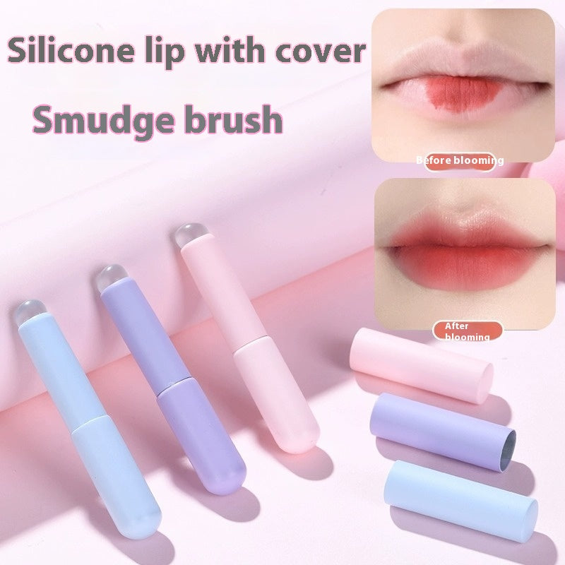 Portable Silicone Lip Brush with Lid - Travel Makeup Tool for Lips