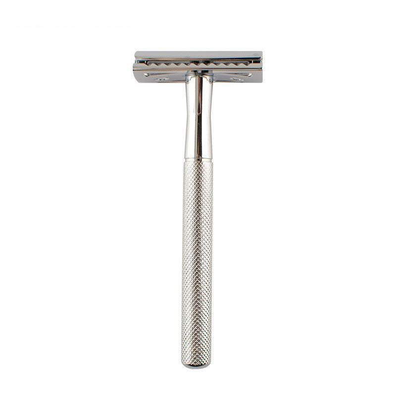 Retro Double-Sided Safety Razor with Diamond Pattern - Black