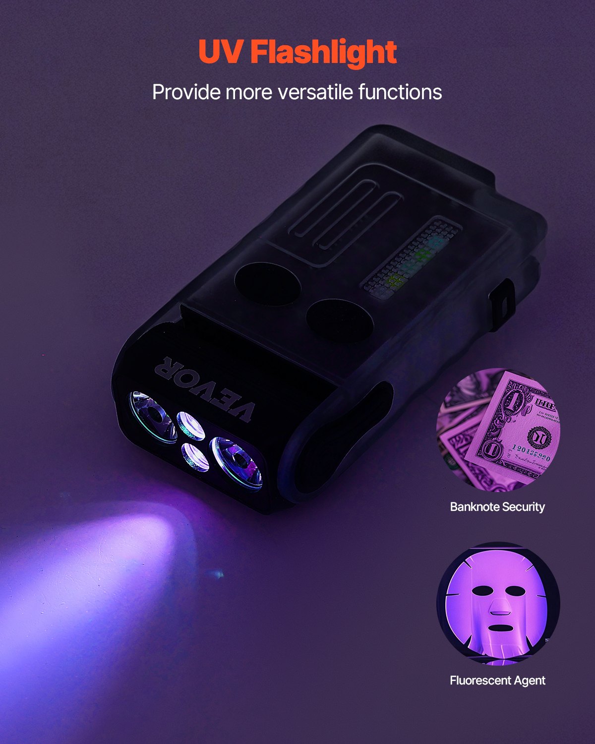 Mini LED Keychain Flashlight with Clip and Magnetic Tail - Black