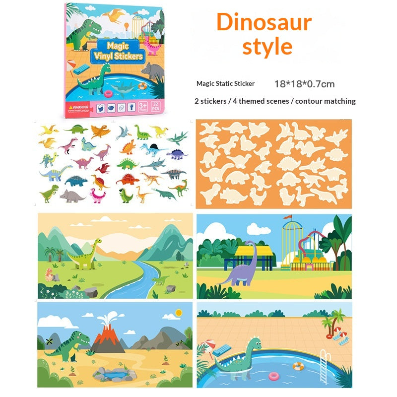 Educational Jelly Book Toys with Repeated Sticky Paper - Dinosaur, Animal, Ocean & Transport Styles