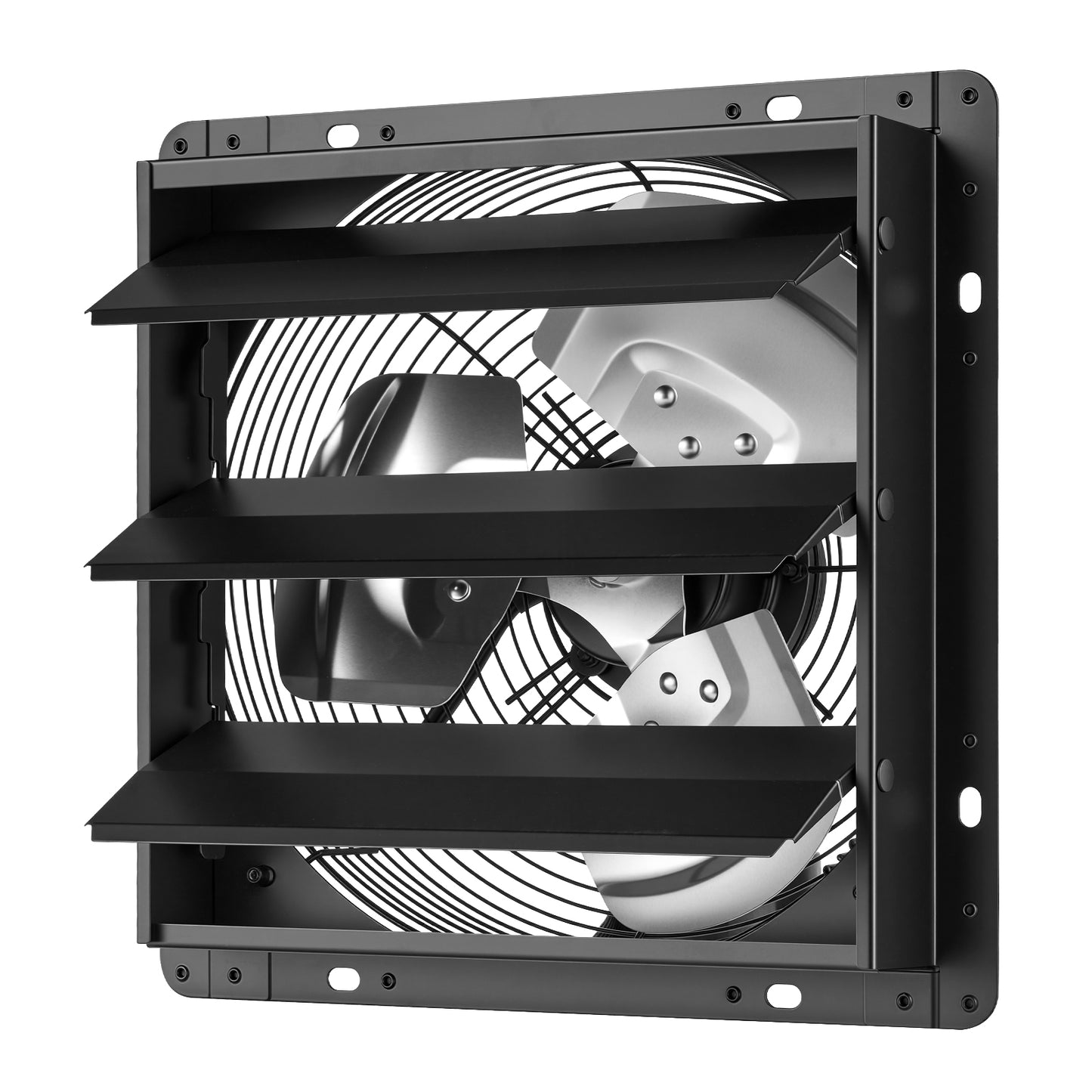 12 Inch Wall-Mounted Exhaust Fan with Louvers and Temperature Control for Attic Garage Greenhouse