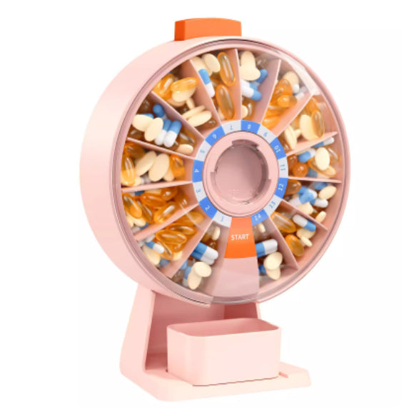 Wall-Mounted Weekly Pill Dispenser Auto Storage Box with Compartments