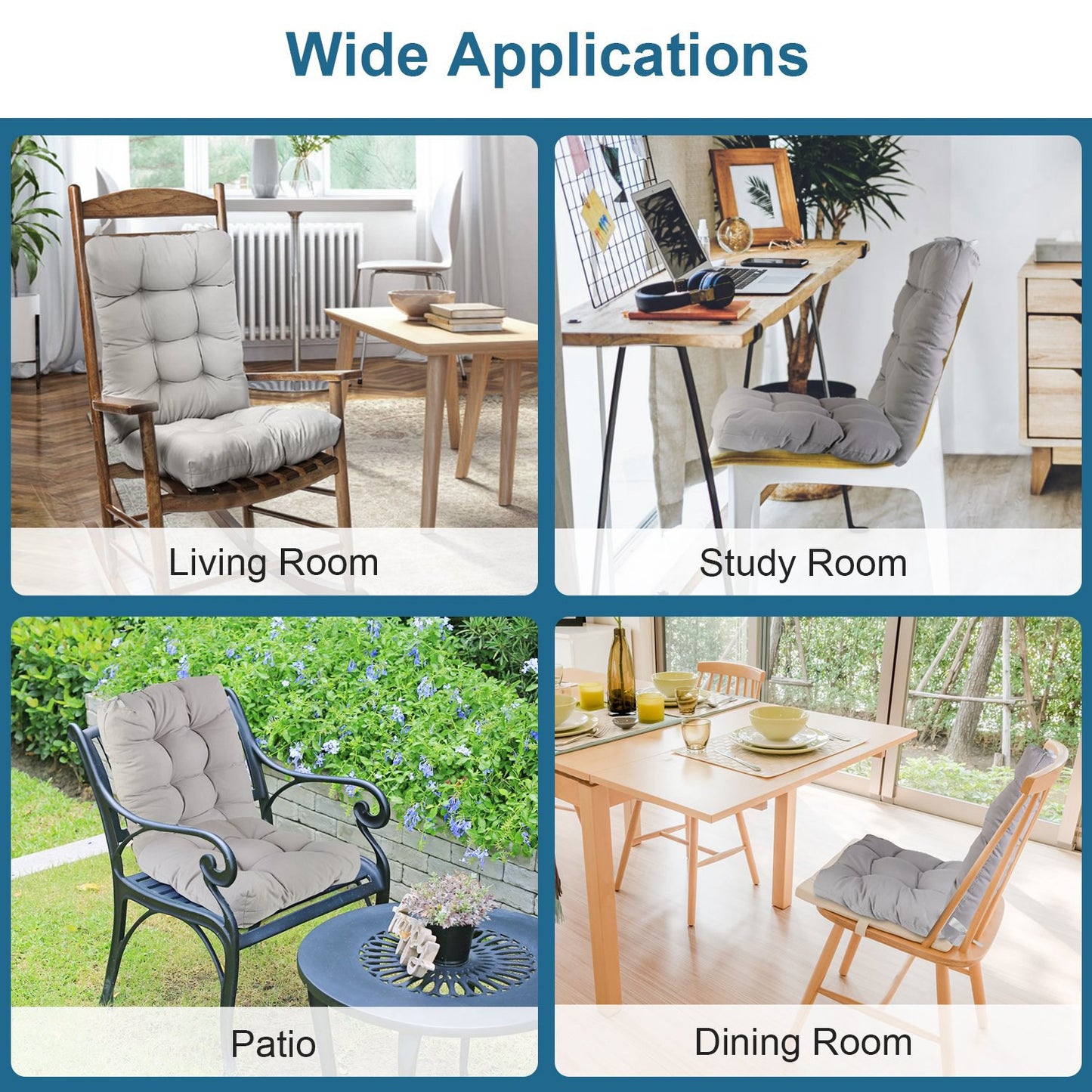 2-Piece Waterproof Rocking Chair Cushion Set with Non-Slip Ties