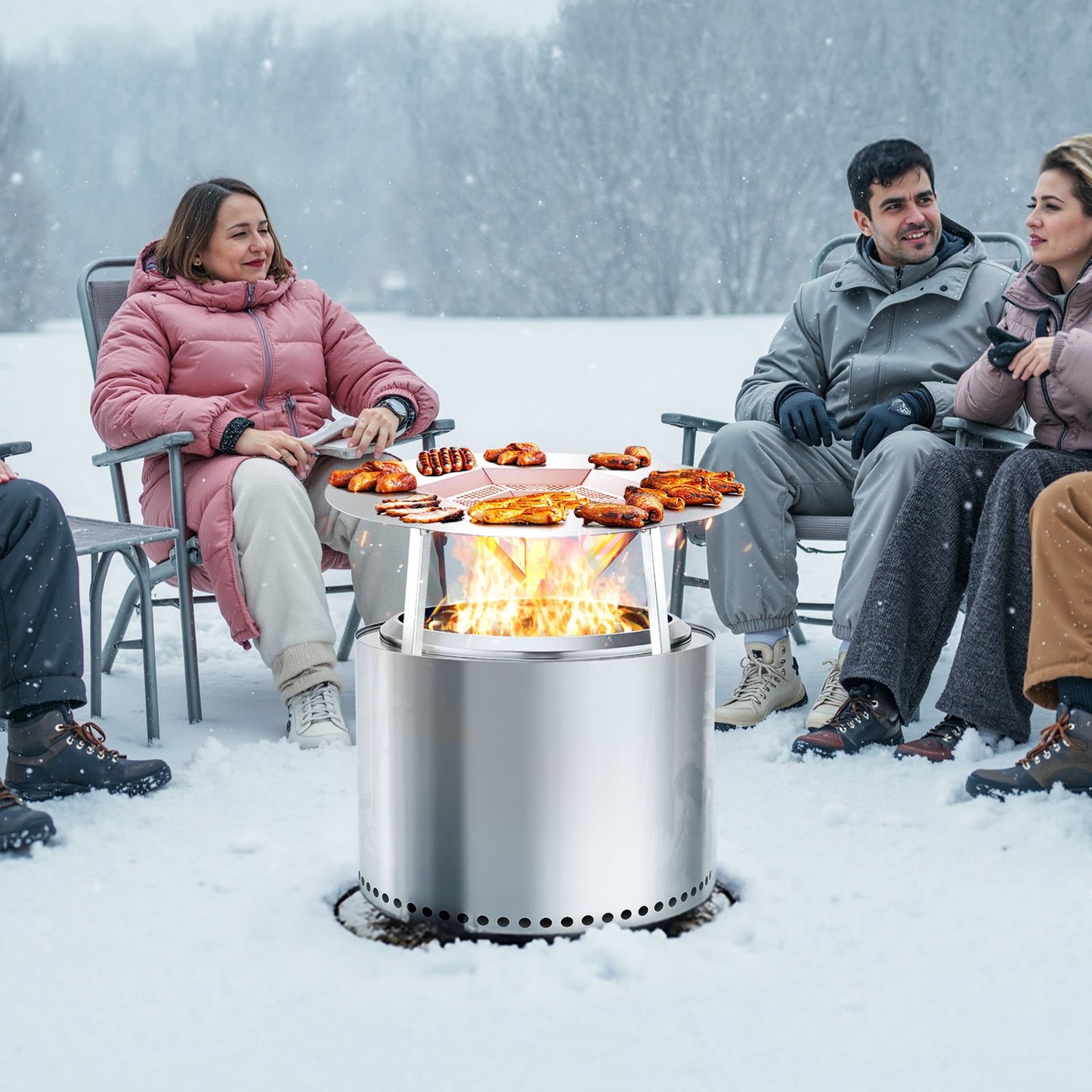 Stainless Steel Fire Pit Heat Deflector for Yukon & Bonfire 25 Inch - Outdoor Garden Accessory
