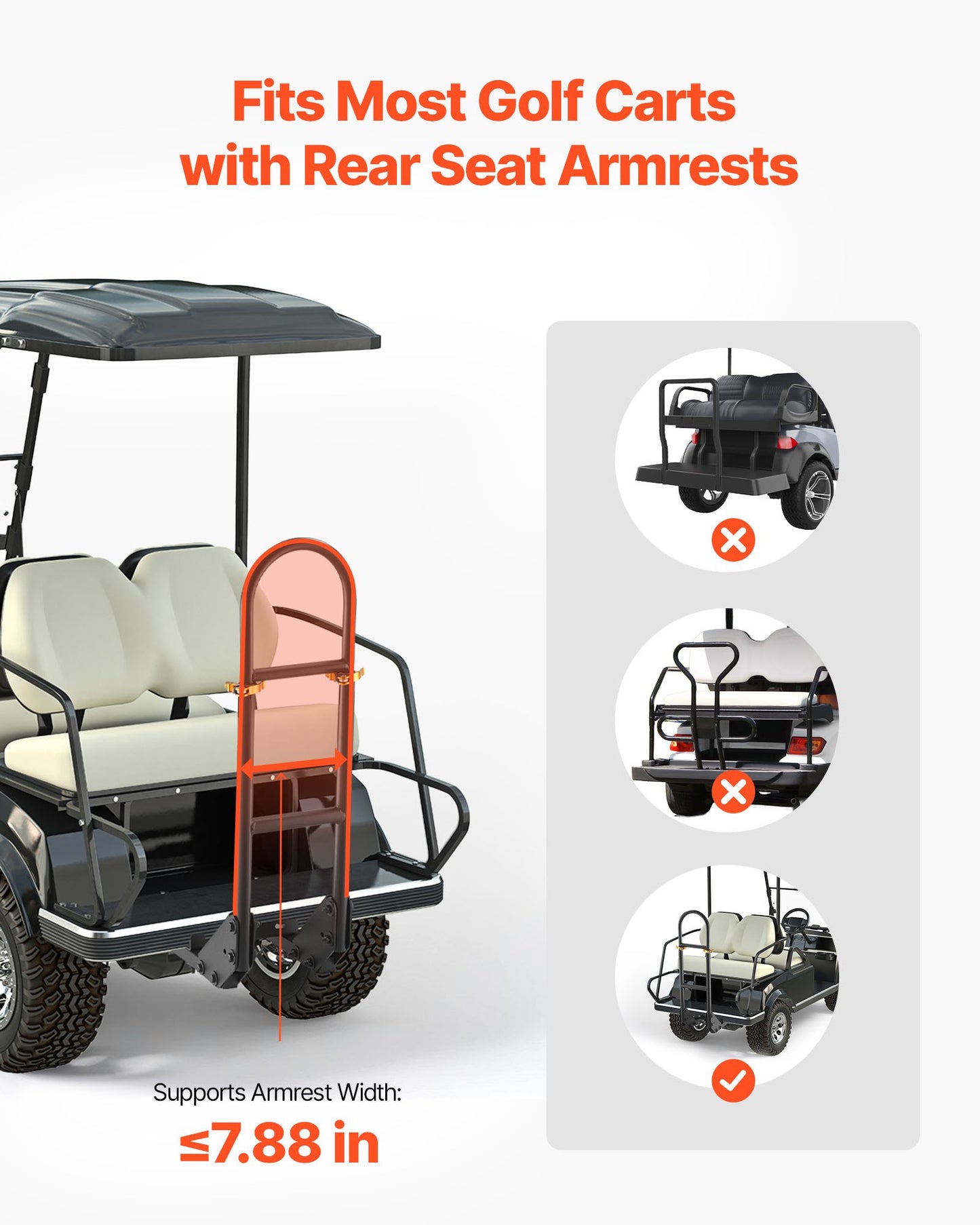Golf Cart Rear Seat Bag Holder - Fits Most Models, Space-Saving Steel Bracket, No-Drill Installation