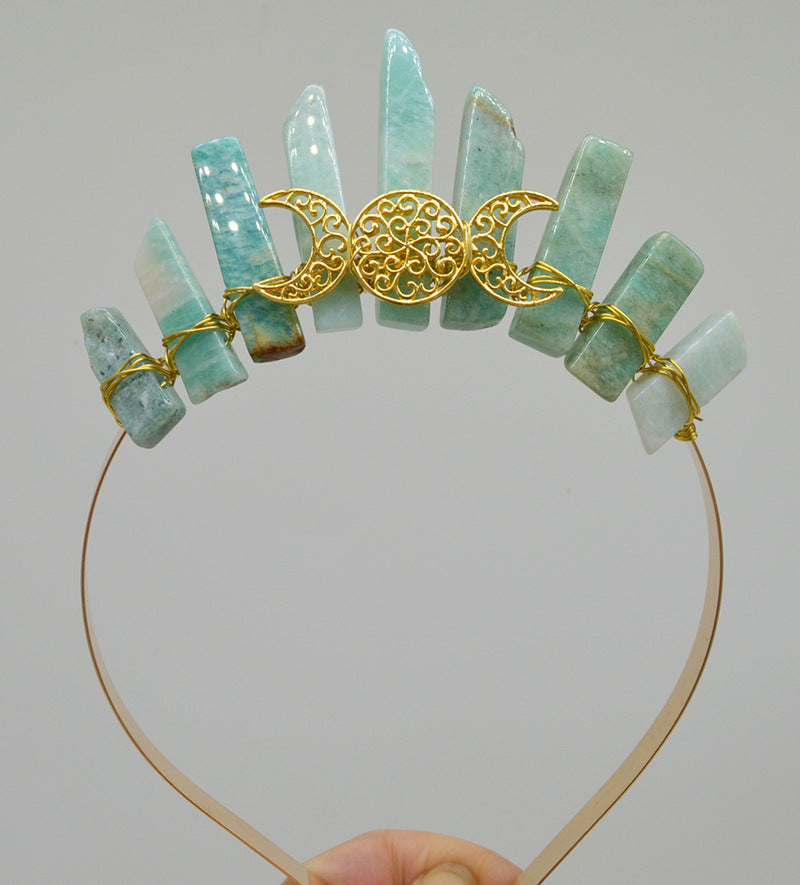 Natural Crystal Moon Headband Unisex Hair Accessory for Beauty & Hair Styling
