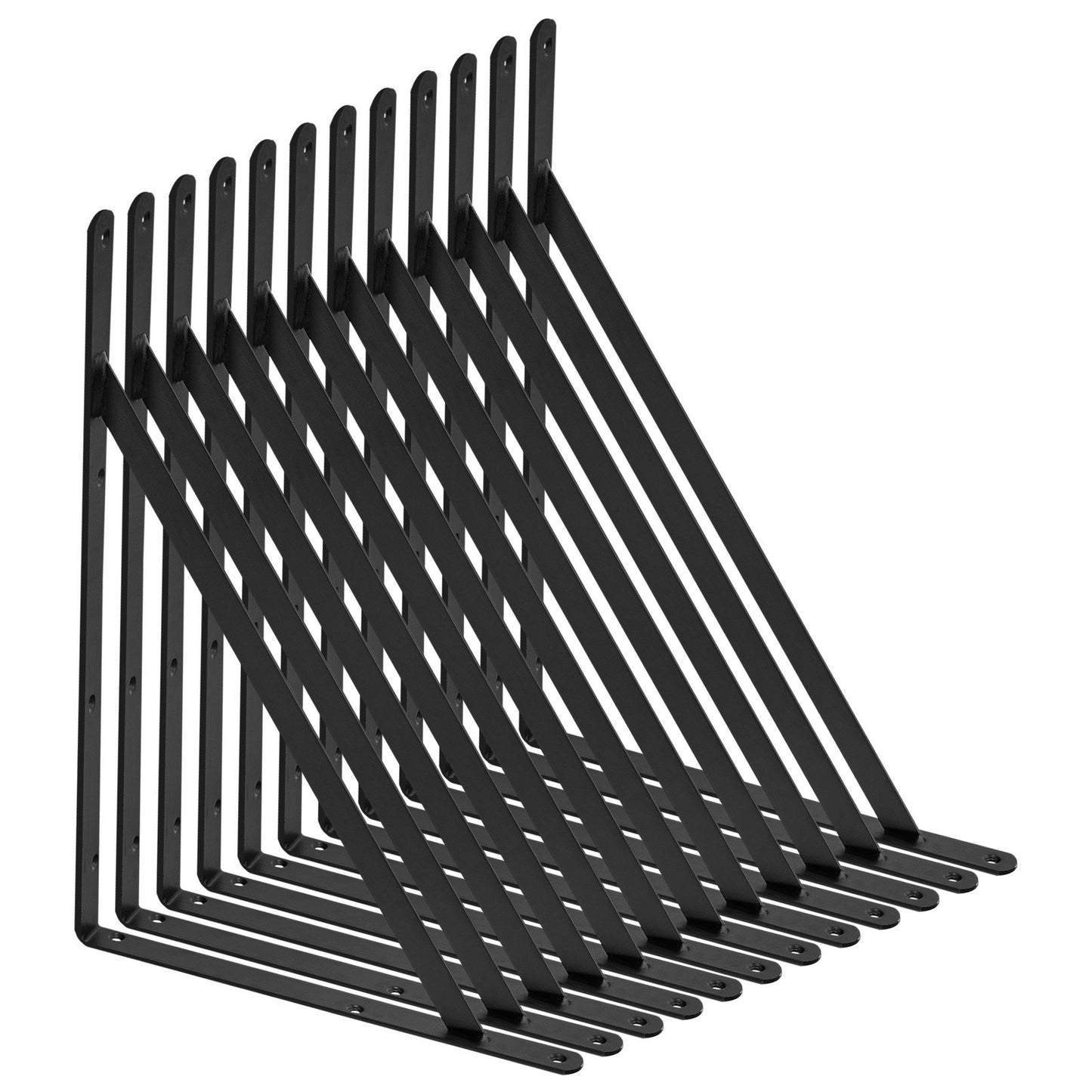 Heavy Duty Floating Shelf Brackets - 12 Pcs, 18x12 In, Black