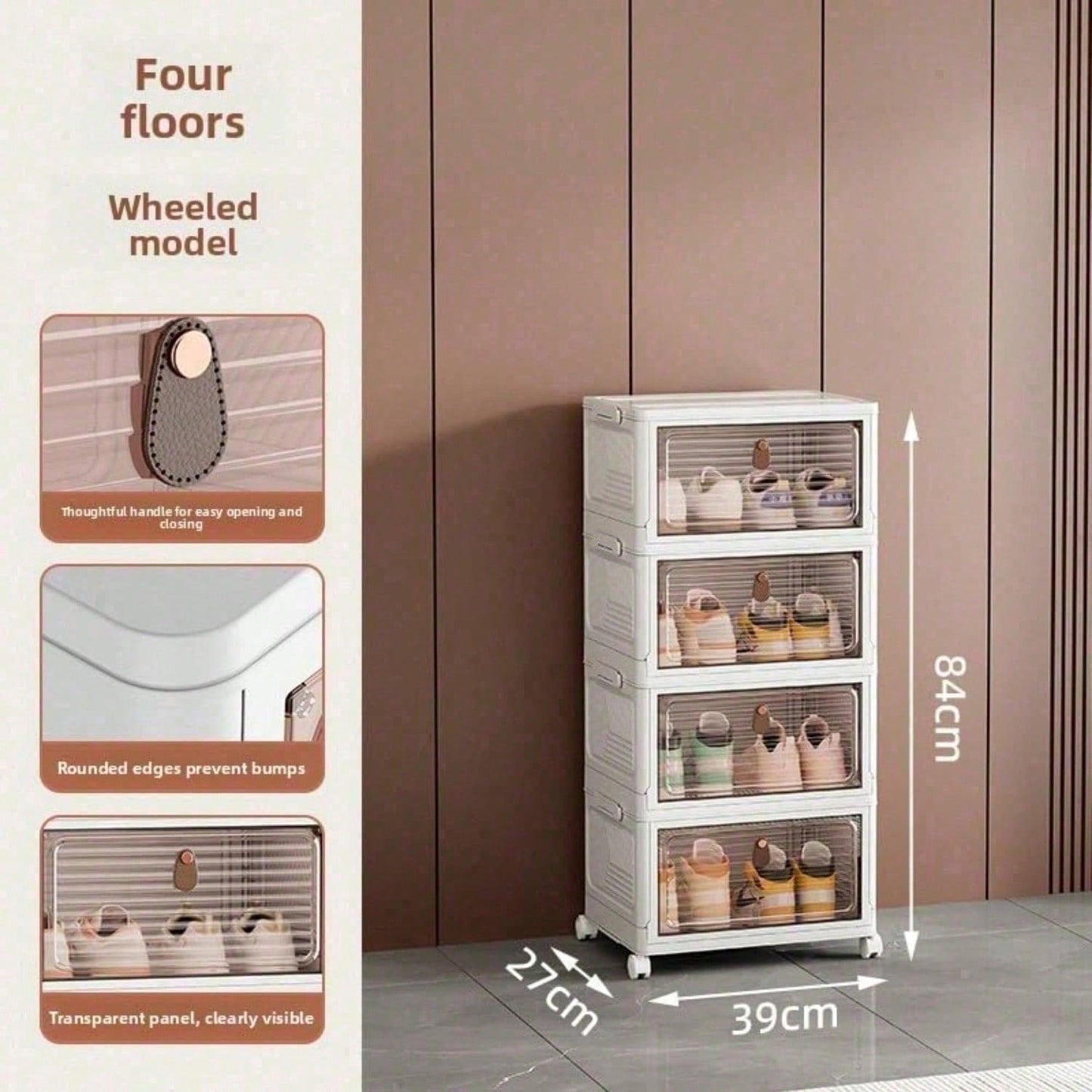 Dustproof Clear Plastic Shoe Storage Box Stackable Foldable 3Tier