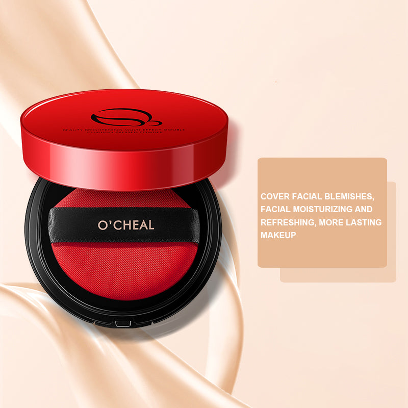 Double Layer Red Cushion Powder & Concealer Set for Face Makeup