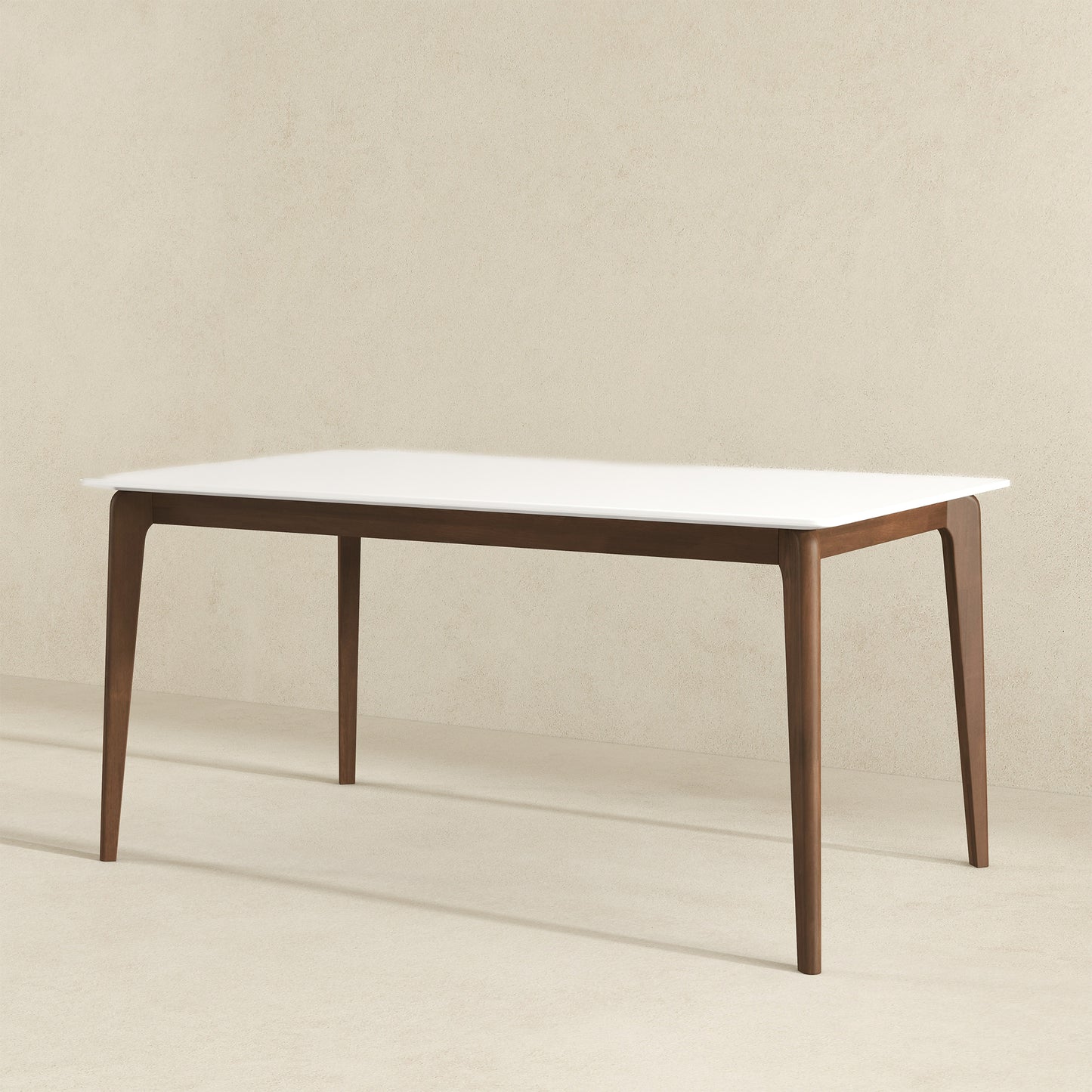 Lindsey Mid-Century Modern Solid Wood Dining Table With White Top And