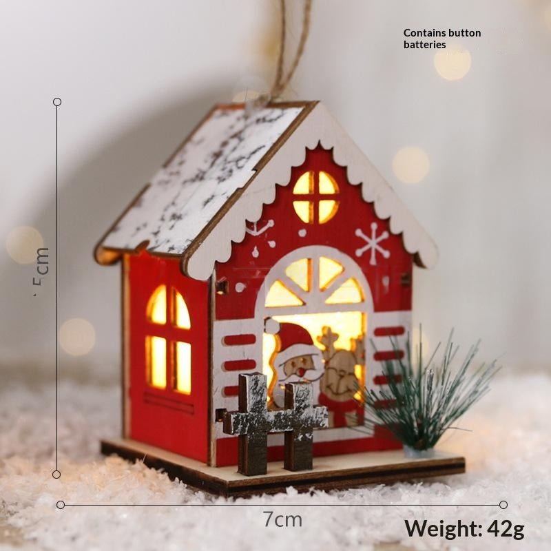 Creative Christmas Wooden House Pendant Decor - Rustic Holiday Ornaments