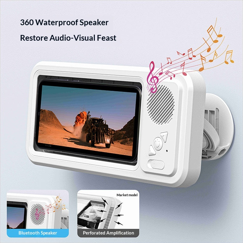 Waterproof Phone Case with Bluetooth Speaker for Bathroom Use