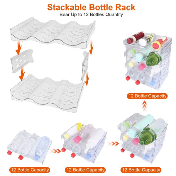 Stackable 4-Tier Bottle Storage Organizer for Kitchen & Fridge