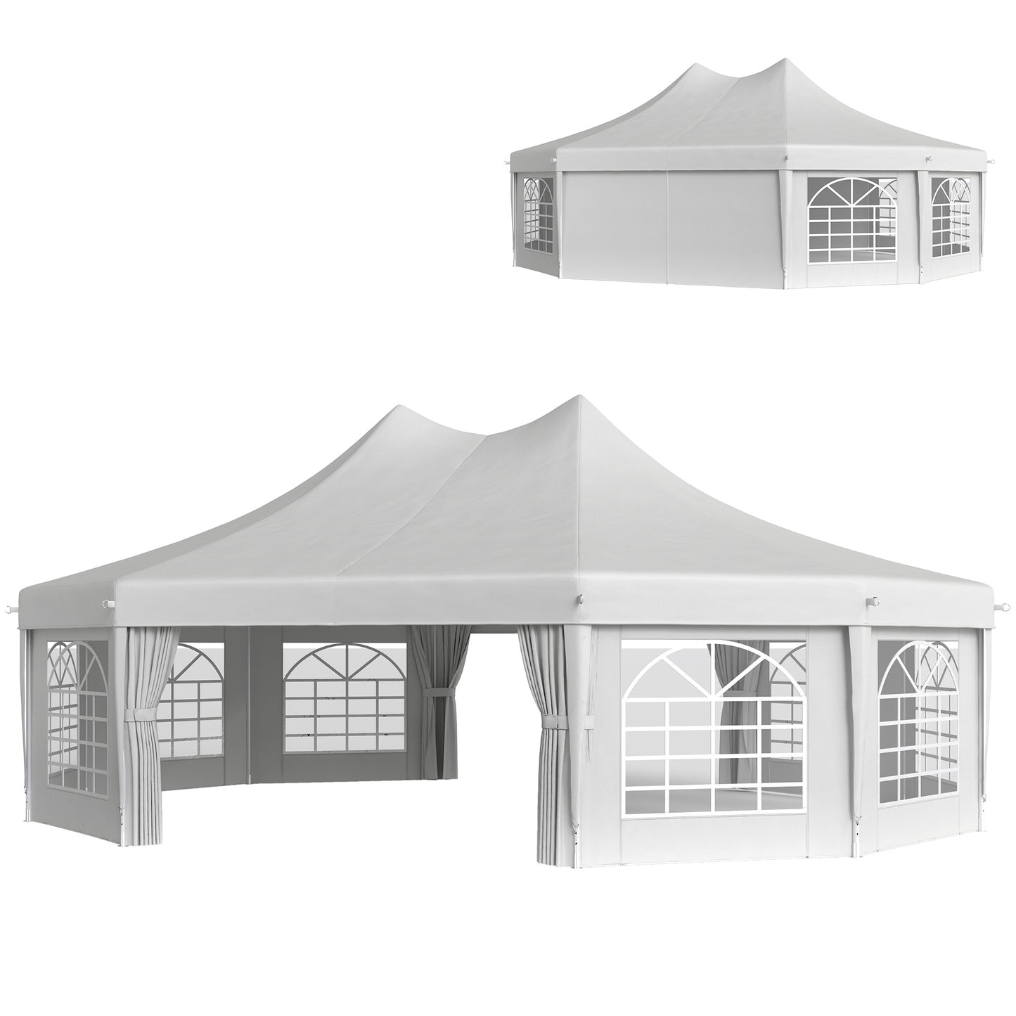 Extra-Large White Canopy Party Tent with 2 Doors - 29x21 ft