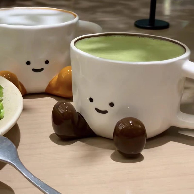 Cute Ceramic Coffee Mug - Cartoon Style, 301-400ml, Multiple Colors