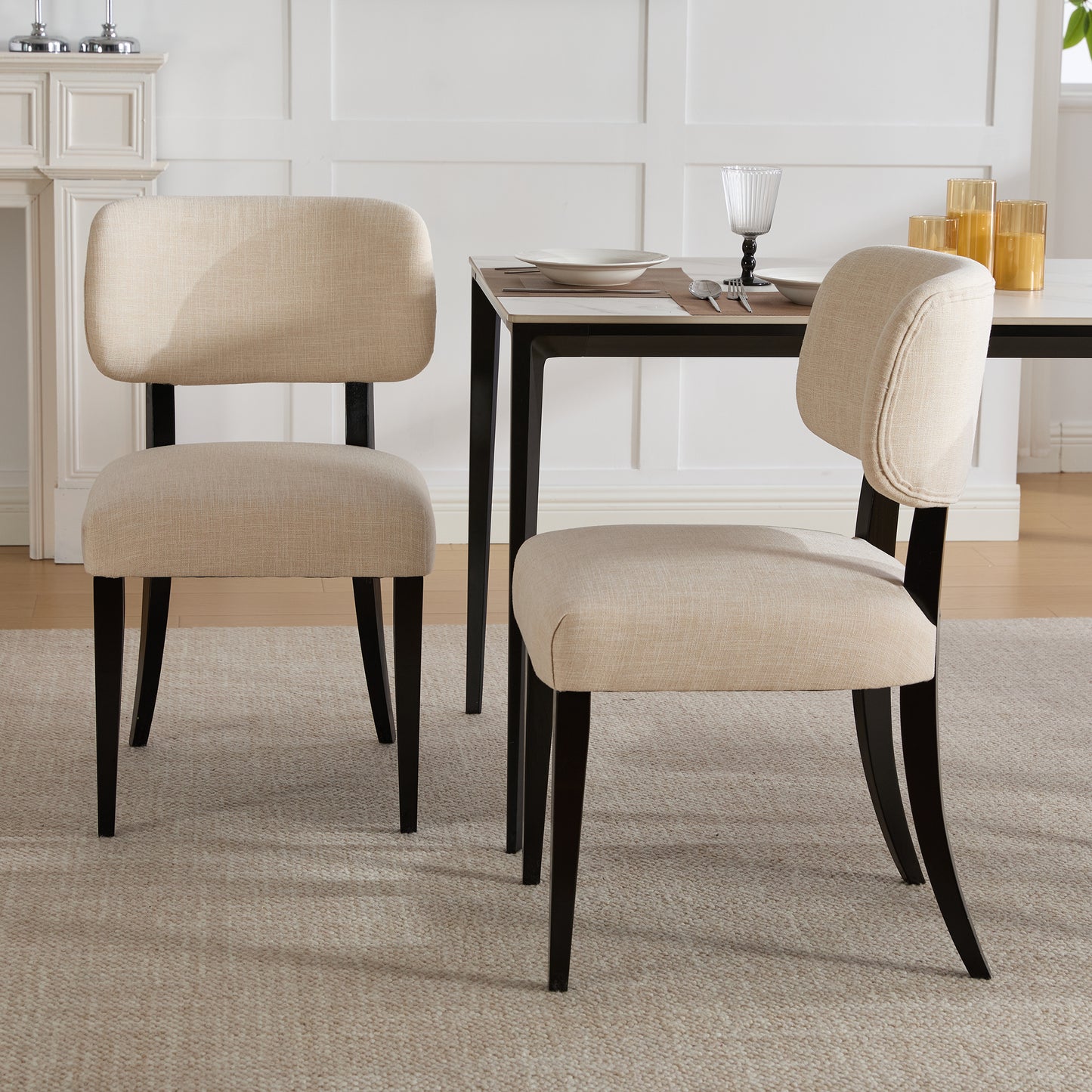 Modern Upholstered Dining Chairs Set of 2 - Cream
