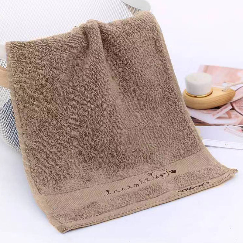 Cotton Embroidered Bear Head Towel - Kids Bathroom Hand Towel 25x50cm