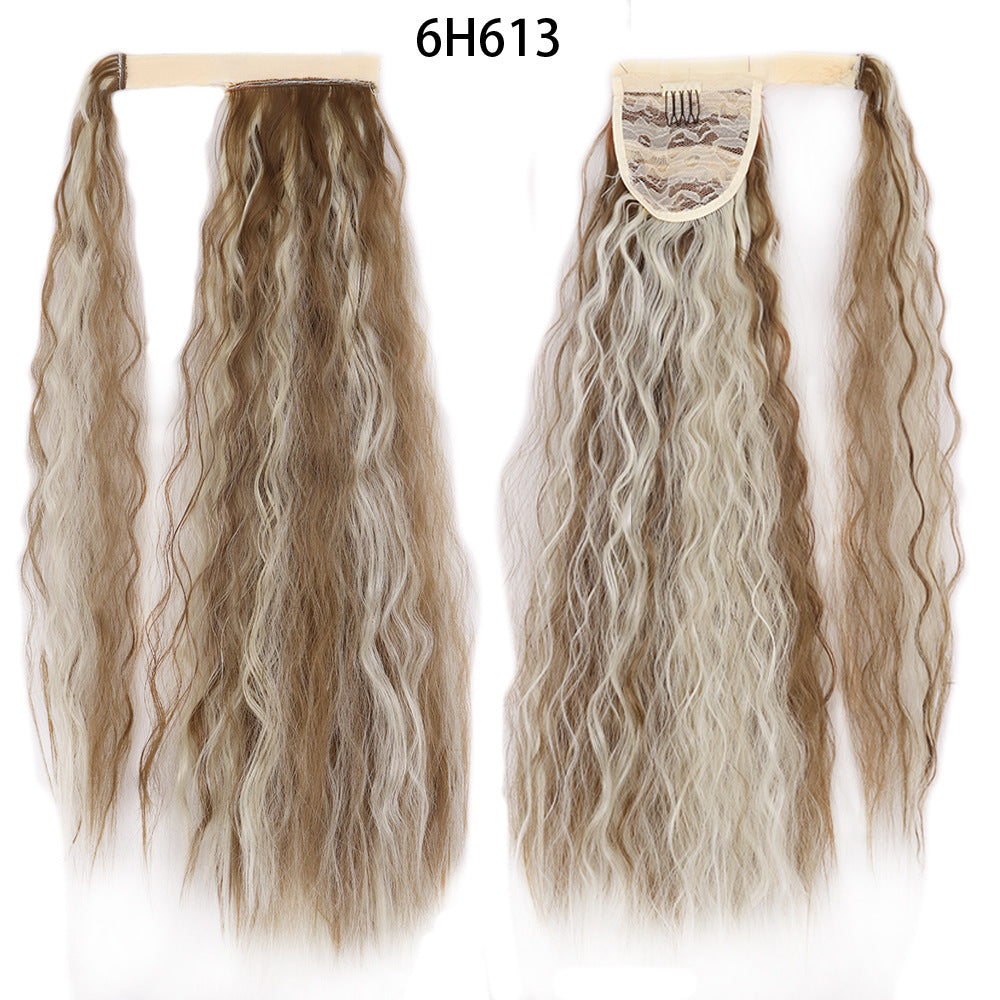 Water Wave Ponytail Wig with Velcro Band High Temperature Synthetic Hair