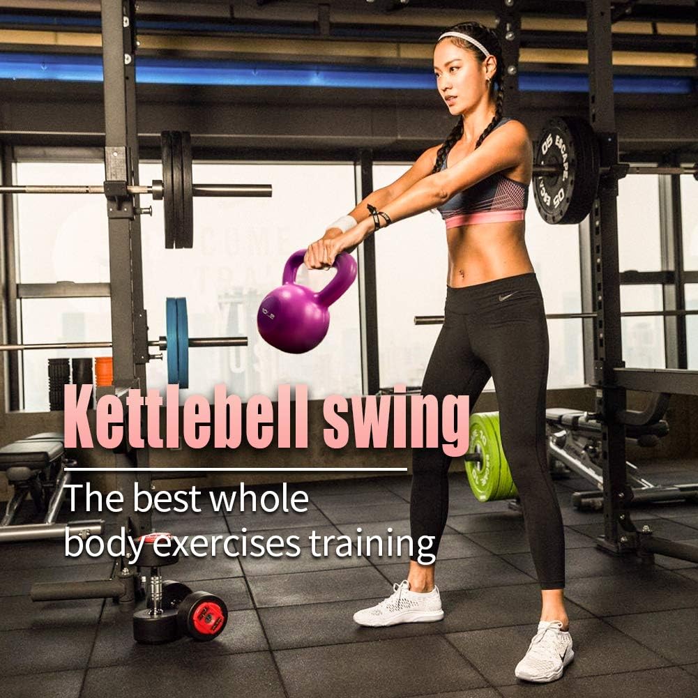 10lbs Kettlebell Set - Vinyl Coated Weight for Home Gym, Purple