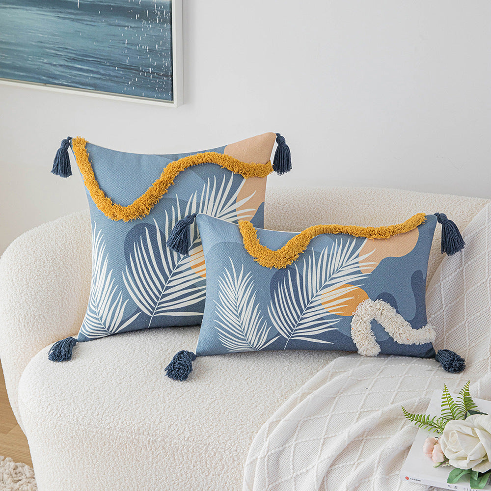 Morandi Color Tufted Pillow Cover - Waist Cushion Cover with Embroidery