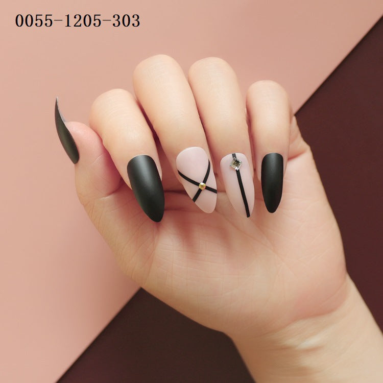 Women's Long Pointed Nail Art Sequins Set - Multiple Styles, 24 Pieces