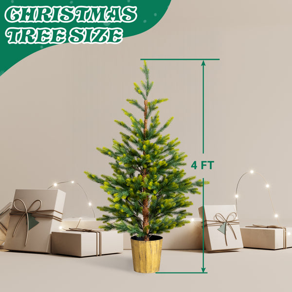 4FT Dual Tone Artificial Christmas Tree - 2 Pack with Pot