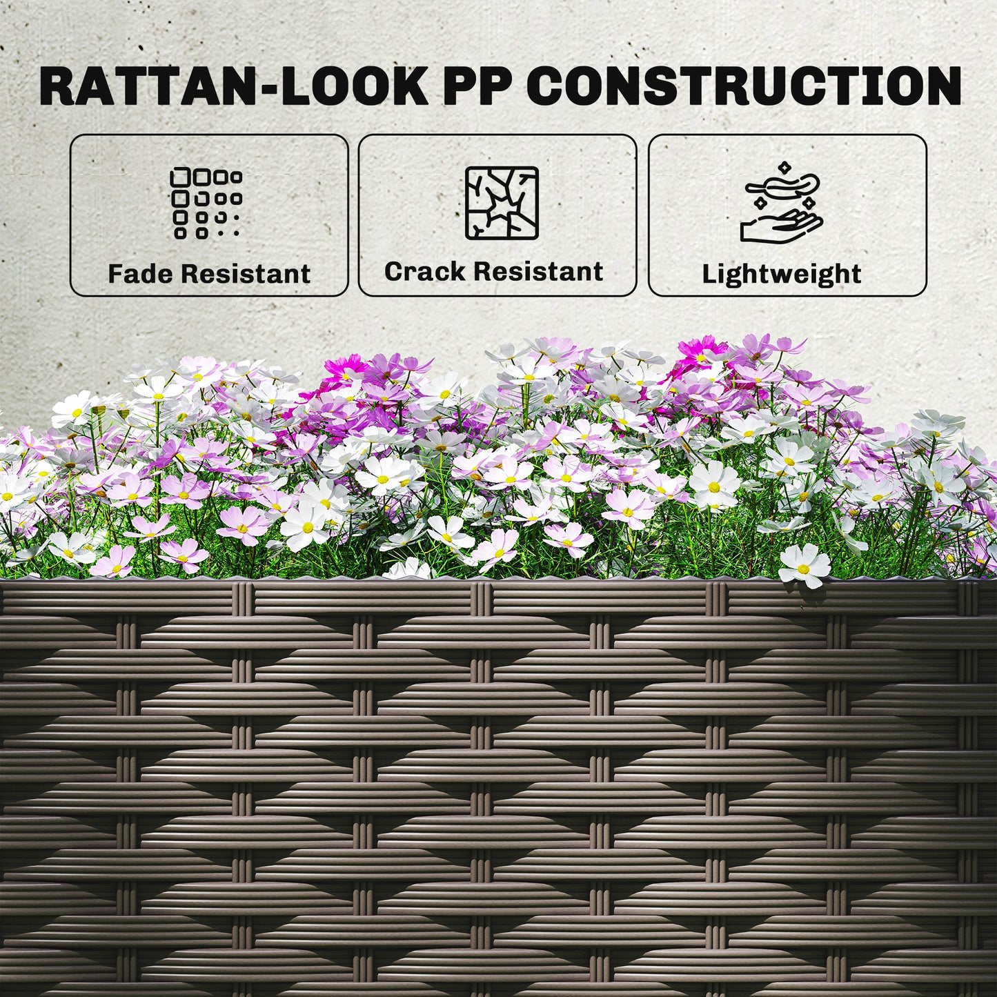 Self-Watering Raised Garden Bed with Trellis - Brown 510x610x280mm