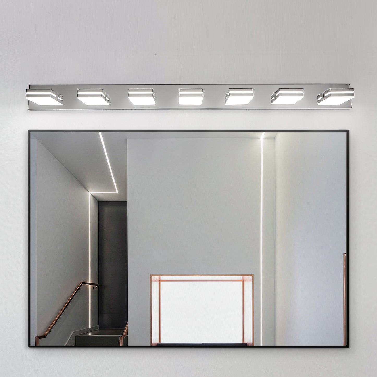 Modern Chrome LED Vanity Light - 7-Light Wall Sconce for Bathroom