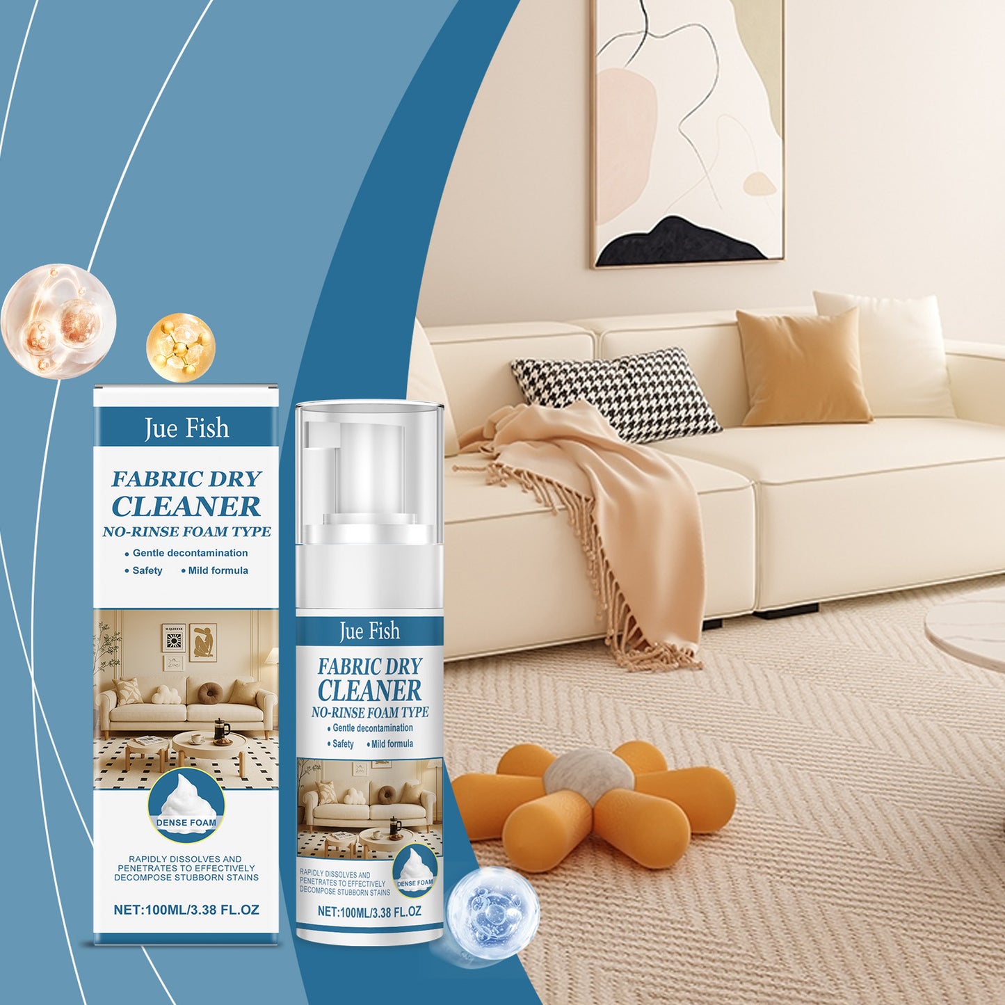 Fabric Sofa Cleaner 120ml Stain Remover for Upholstery - Non-Irritating, Easy to Use