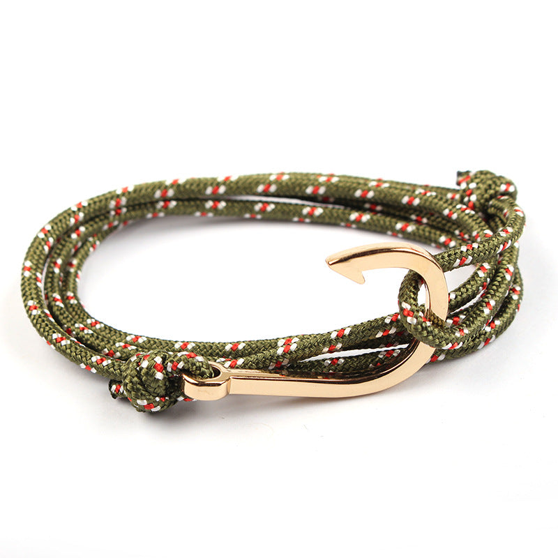 Adjustable Paracord Anchor Bracelet for Women and Men with Charm
