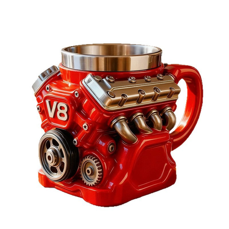 Engine Resin Cup Ornament - Personalized Home Decor Gift V6 Red & V8 Red