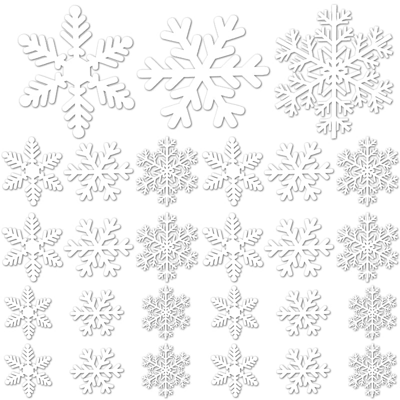 White Snowflake Static Stickers - 5 Sheets for Window Decor