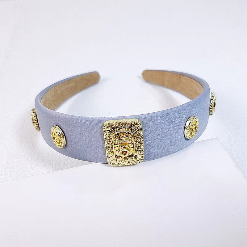 Retro Plaid Headband with Diamond Inlay U-Shape