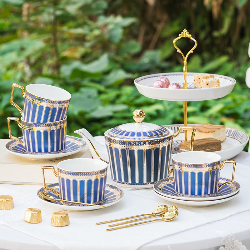 Ceramic Tea Cup & Saucer Set - Floral & Light Luxury Design, 201-300ml Capacity