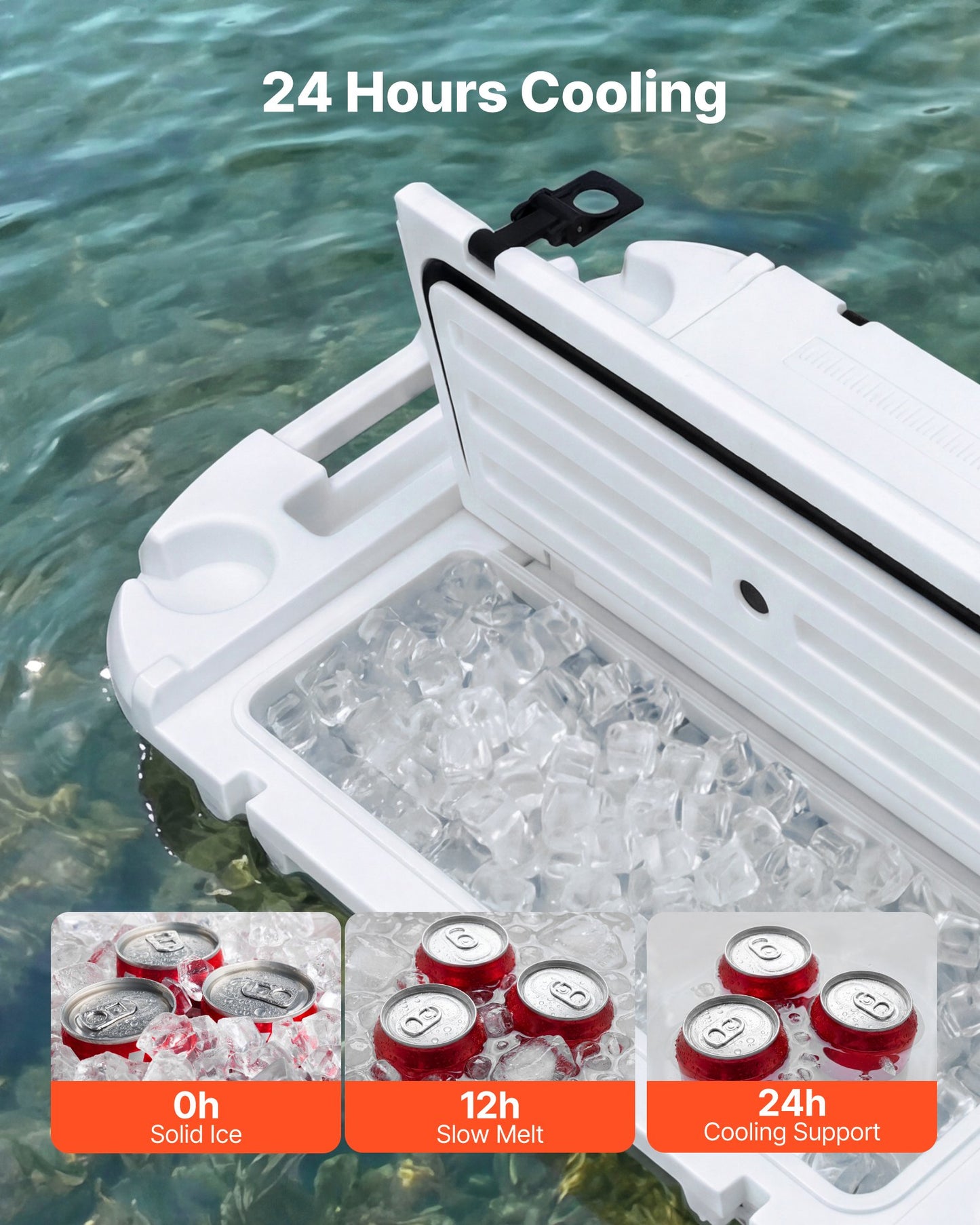 Floating Cooler 40 Qt Ice Chest with Dry Storage & Tow Rope - Water & Land Use
