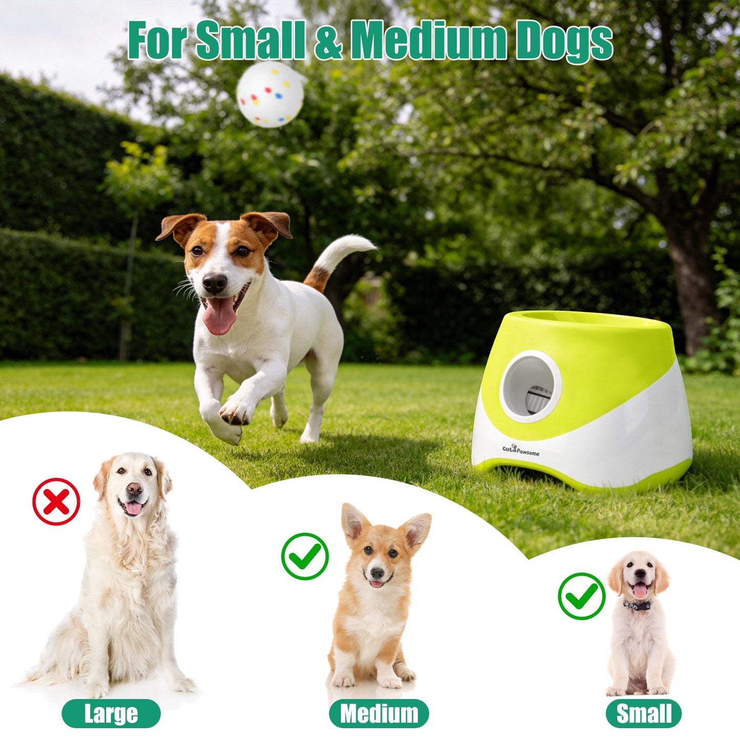 Automatic Dog Ball Launcher with Rechargeable Battery and Adjustable Distance - 6pcs 2.3in Balls