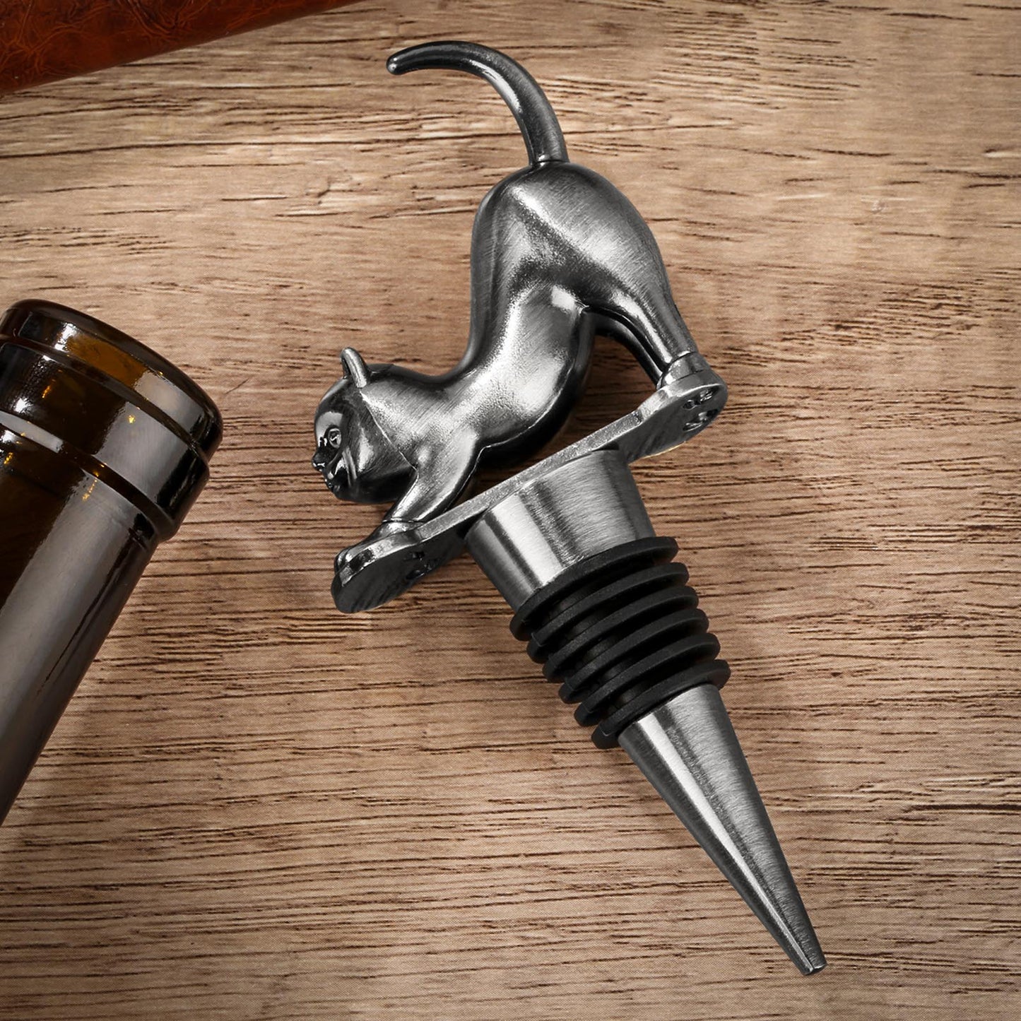Elegant Cat-Shaped Wine Stopper Set - Gift Boxed High-End Accessories