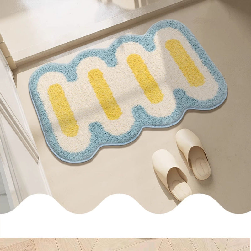 Absorbent Bathroom Floor Mat Geometric Pattern Non-Slip Home Ground Rug
